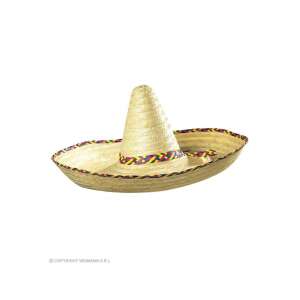 Großer Strohhut Sombrero mit bunten Besatz, 65 cm breit - Widmann Kostüme für Erwachsene