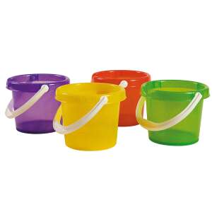 Glitzer Baby Eimer Set in Lila, Gelb, Orange und Grün - Strandspielzeug