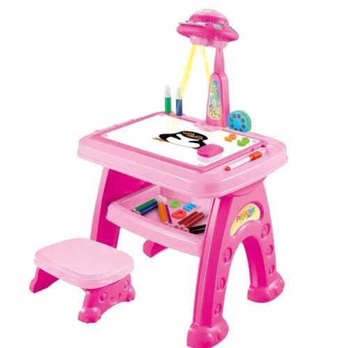 Pepita XXL 3in1 pink projector drawing table with chair, kids art easel