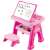 Pepita XXL pink drawing table with chair, kids art easel with magnetic letters