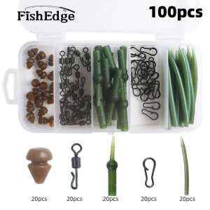 Комплект за риболов на шаран FishEdge 100 броя, включва оловни щипки, бързи щипки, против заплитане, силиконова тръба, стопер - Риболовни артикули и аксесоари