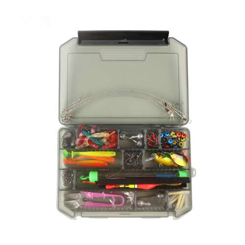FishEdge 90 piece fishing lure and accessory kit in a tackle box, for pike, perch, zander and other species