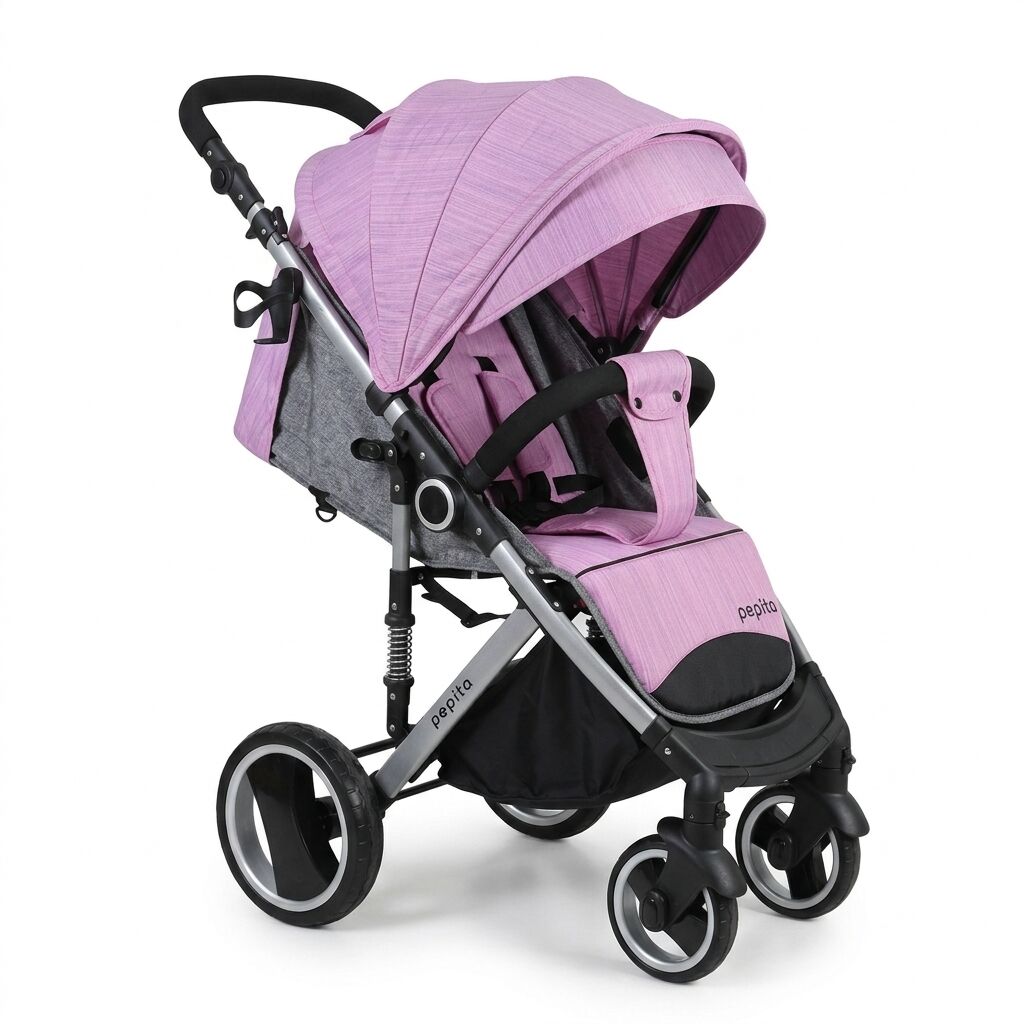E-shop Športový kočík Pepita Rumba XXL so strieškou a nánožníkom - grey-pink