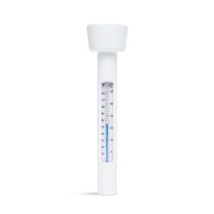 Fehér lebegő medence hőmérő zsinórral, Celsius és Fahrenheit skálával - Medence kiegészítő