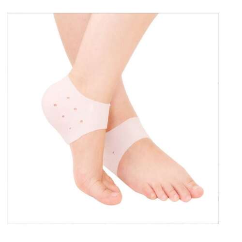 Szilikon sarokvédők, 4 db-os készlet, repedezett sarkakra, fájdalomcsillapításra, saroksarkantyúkra, talpi fasciitiszre, lábfájásra, gél sarokpárnák, lélegző, kényelmes, fehér