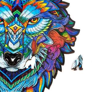 Wooden wolf puzzle, colorful, intricate design - Puzzle