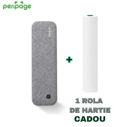 PeriPage hőnyomtató, hordozható, A4, Bluetooth, USB, hőpapír tekercs mellékelve, iOS/Android rendszerrel kompatibilis, köhögés nélkül, 2600 mAh, szürke 107856564