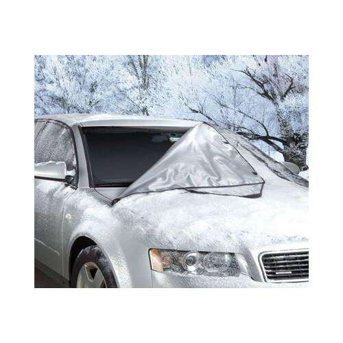 Szélvédő takaró autóhoz, véd a fagytól, jégtől, hótól és naptól, ezüst, fekete szegéllyel