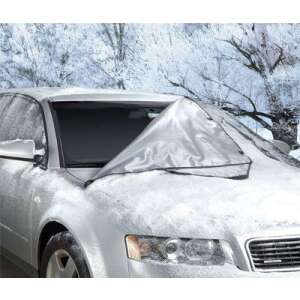 Windshield cover for car, protects from frost, ice, snow, and sun, silver, black trim - Windshield Cover