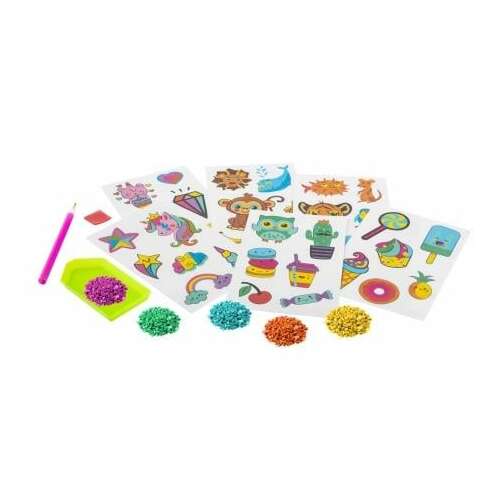 XO Style Autocolante cu pictură cu diamante, conținutul setului: autocolante, strasuri, instrumente