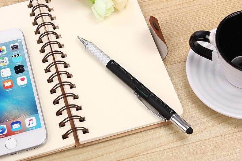 Multifunctional Pen, Multi-purpose Pen, Tool Pen (6 in 1) Black