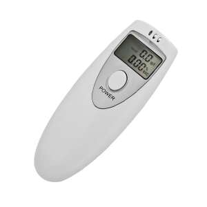 Digital breathalyzer with a lanyard, white, on a white background - Breathalyzer