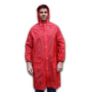 Red raincoat with hood, BSP Guard brand, universal size, front view - Raincoat