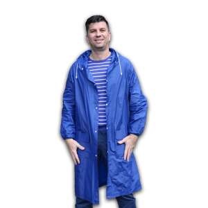 BSP Guard Universal Raincoat, blue, XXL, with hood, snaps, drawstring, and pockets - Raincoat