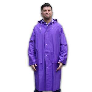 Purple raincoat with hood, BSP Guard Easy Fit model, front view - Raincoat