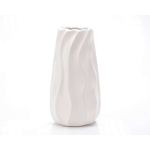 White ceramic vase with wavy design, "NEW Waves" decorative vase