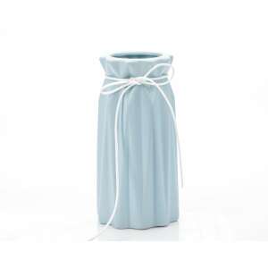 Blue ceramic vase with white string, decorative vase for home decor - Vase