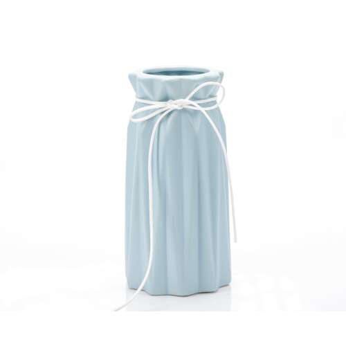 Blue ceramic vase with white string, decorative vase for home decor