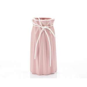 Pink ceramic vase with a white rope tied around the top - Vase