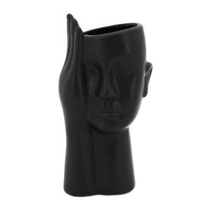 Black ceramic vase in the shape of a human head, decorative vase, modern vase, home decor, vase for flowers - Vase