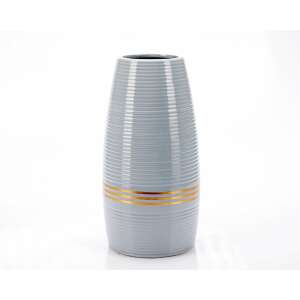 Grey ceramic vase with gold stripes, decorative vase for home decor - Vase