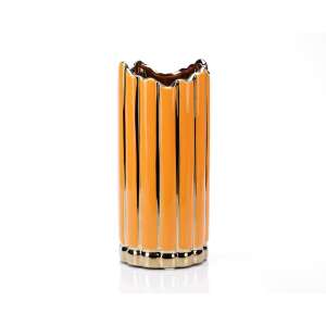 Orange ceramic vase with gold accents, decorative vase for home decor - Vase