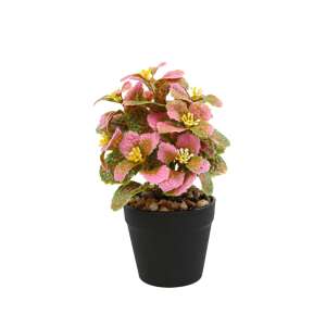 Artificial pink flower arrangement in a black pot, 18cm - Artificial Plant & Flower