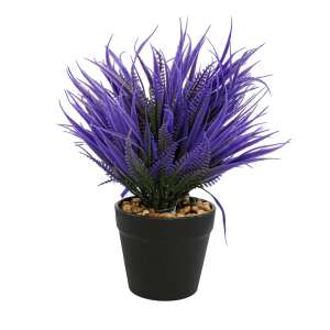 Purple artificial grass plant in a black pot, 20cm - Artificial Plant & Flower
