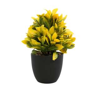 Artificial plant in a black pot, green and yellow leaves, 21cm - Artificial Plant & Flower