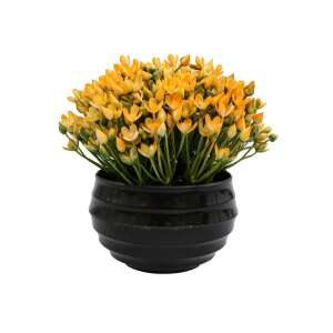 Artificial flower arrangement in a black pot, 16cm, orange flowers - Artificial Plant & Flower