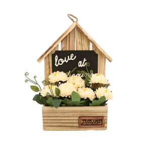 Wooden Flower Arrangement, Yellow, Plastic, 29Cm - Yellow, Plastic, 29cm 107865923 - Artificial Plant & Flower