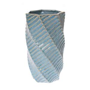 Blue ceramic vase with spiral design, Vaza Spiral, 23 cm - Vase