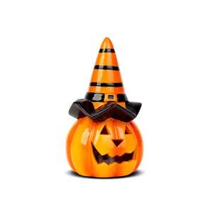 Dovleac LED de Halloween cu pălărie de vrăjitoare, portocaliu și negru, 6,5 x 11 cm - Decorațiuni de sezon