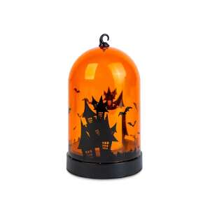 Lampa LED de Halloween portocalie cu un design cu casă bântuită și lilieci, perfectă pentru decorarea casei tale de Halloween - Decorațiuni de sezon