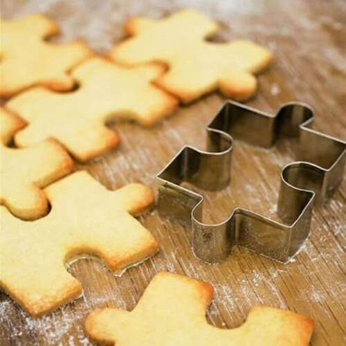 Puzzle cookie cutters, 4 pieces, stainless steel, set of 4, close-up