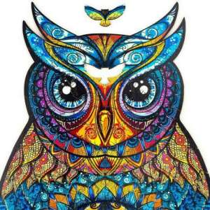Wooden owl puzzle, colorful, intricate design, 21x35 cm - Puzzle