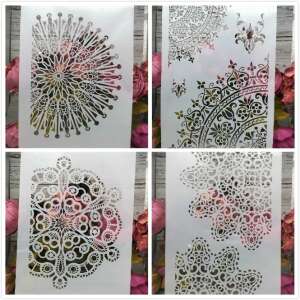 Set of 4 Mandala stencils for painting, 29 x 21 cm - Stencil