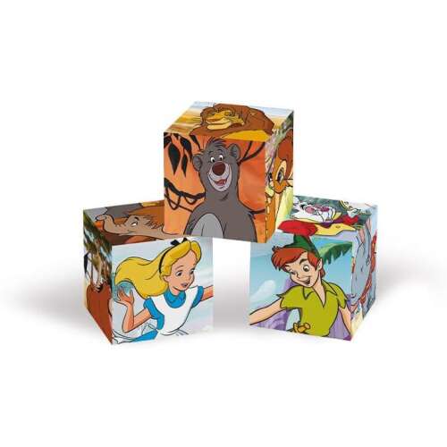 Clementoni Disney Classics 6 kocka építőkocka, Peter Pan, Alice Csodaországban és a Dzsungel könyve karakterekkel