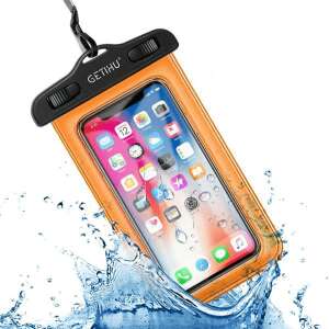 Orange waterproof phone case for swimming, boating, and water sports, compatible with 4-6.5 inch phones - Nonbrand Phone Case