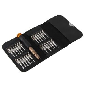 25-in-1 Precision Screwdriver Set in black case, multiple bits - Hand tool