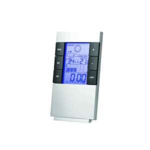Digitálna meteorologická stanica s LCD displejom, ktorý zobrazuje teplotu, vlhkosť, čas a dátum - Meteostanice