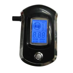 Digital breathalyzer with large display, black and silver color - Breathalyzer