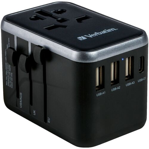 Uniwersalny adapter podróżny Verbatim UTA-03 z portami USB