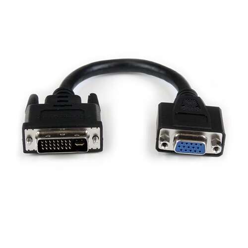 StarTech.com DVI-I - VGA átalakító kábel, 8 hüvelyk, fekete