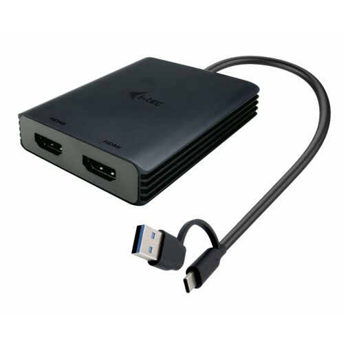 Adapter i-tec Dual HDMI, USB-C/A na Dual HDMI 4K, Czarny