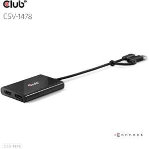 CLUB3D CSV-1478 splitter video USB-C la două DisplayPort - Club3D Convertoare DisplayPort