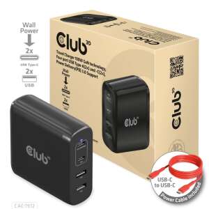 CLUB3D CAC-1912EU 100W-os 4-portos USB-C és USB-A utazási töltő Power Delivery 3.0 támogatással - Club3D