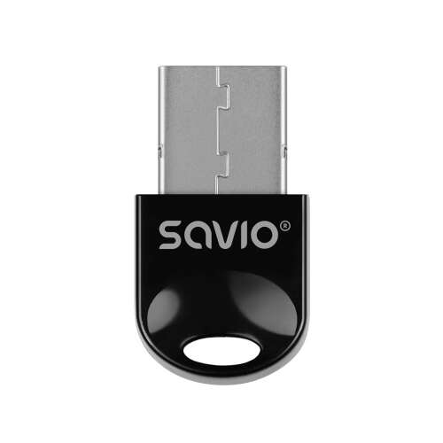 Savio BT-060 USB 2.0 Bluetooth adapter, fekete, elülső nézet