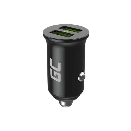 Green Cell GC CADM-GC-36AA 36W Két USB-s Autós Töltő, Fekete