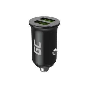 Green Cell GC CADM-GC-36AA 36W Încărcător Auto USB Dublu, Negru - Incarcatoare auto